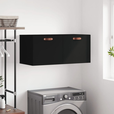 vidaXL Dulap de perete, negru, 80x36,5x35 cm, lemn compozit foto