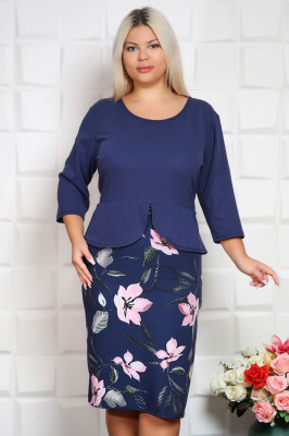 Rochie cu peplum Zena bleumarinMarimea foto