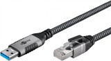 Cablu de retea USB 3.2-A la RJ45 Cat.6 LAN FTP T-T 2m, Goobay G70498