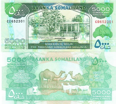 Somaliland 5 000 Shilingi 2016 UNC foto