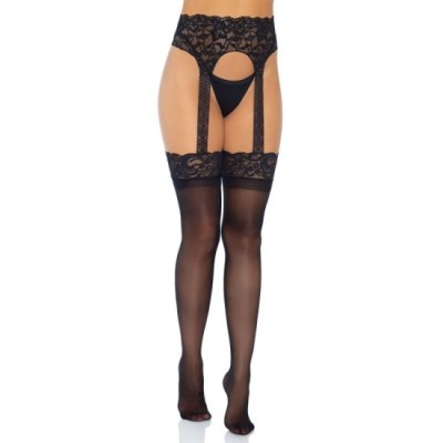 LEG AVENUE - OPAQUE GARTERBELT STOCKING ONE SIZE foto