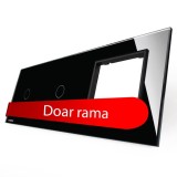 Panou din sticla Livolo VL-P701/01/E-6B, negru, pentru 2 x intrerupator simplu cu touch + 1 x rama priza simpla