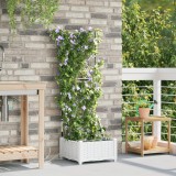 VidaXL Ghivece de Grădină 1 buc Zăbrele Alb 40 x 40 x 126 cm Plastic