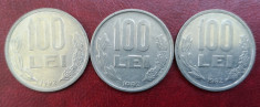 Lot 100 lei 1992, trei variante, Romania foto