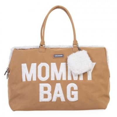 Geanta de infasat Childhome Mommy Bag, aspect piele intoarsa Bej foto