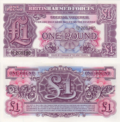 BRITISH ARMED FORCES 1 pound ND (1948) UNC!!! foto