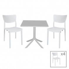 Set de gradina masa si scaune Groovy-Ignite set 5 piese plastic alb 80x80x74.5cm
