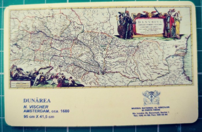 Cartela telefonica Romtelecom 100.000 lei Muzeul National al Hartilor si Cartilor Vechi 2004 2006 F9U39M numarul 13 Dunarea N.VISCHER Amsterdam 1680