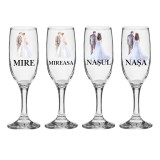 Set pahare Sampanie din sticla personalizate, Miri si Nasi, pentru nunta, model 5