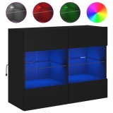 Cumpara ieftin Comoda TV de perete cu lumini LED, negru, 78,5x30x60,5 cm