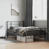 VidaXL Cadru pat metalic cu tăblii de cap/picioare, negru, 107x203 cm