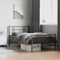 vidaXL Cadru pat metalic cu tăblii de cap/picioare, negru, 107x203 cm 355575