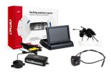 Set senzori de parcare AMiO TFT02 4,3 inch cu camera HD-310, 4 senzori albi, afisaj, asistent parcare pentru mers inapoi