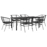 Cumpara ieftin Set de sufragerie de gradina 7 piese neagra sticla polirattan