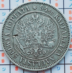 Finlanda 1 markka 1892 argint - Aleksandr II / III / Nikolai II - km 3 - A034 foto