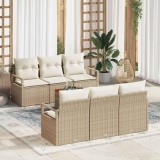 vidaXL Set de canapele pentru grădină 7 pcs Bej și alb