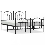 Cumpara ieftin Cadru pat metalic cu tablie de cap/picioare, negru, 140x200 cm