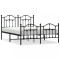 Cadru pat metalic cu tablie de cap/picioare, negru, 140x200 cm