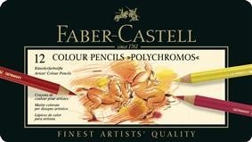 Creioane Colorate Polychromos 12 Culori Cutie Metal Faber-Castell foto