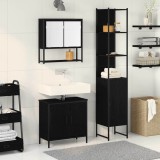 VidaXL Set de mobilier pentru baie 3 pcs Negru 33 x 33 x 185.5 cm