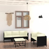 VidaXL Set mobilier de grădină cu perne, 6 piese, negru, poliratan