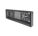 Suport numar inmatriculare fata cu amortizor protectie PU negru sistem 3Click