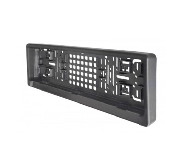 Suport numar inmatriculare fata cu amortizor protectie PU negru sistem 3Click