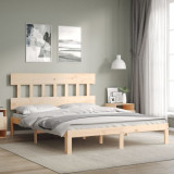 VidaXL Cadru de pat cu tăblie, king size, lemn masiv