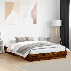 vidaXL Cadru de pat, stejar fumuriu, 120x200 cm, lemn prelucrat 3209867