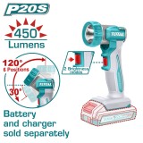 Lampa de lucru TOTAL 20V Li-Ion, 450 lumeni, 2 moduri, fara acumulator