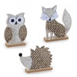 Set 3 figurine Toamna lemn textil multicolor cm 14,5x3,5x15,5 H