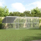 vidaXL Cușcă pentru pui 3 pcs Argintiu 600 x 200 x 200 cm Oțel și PE 3381108