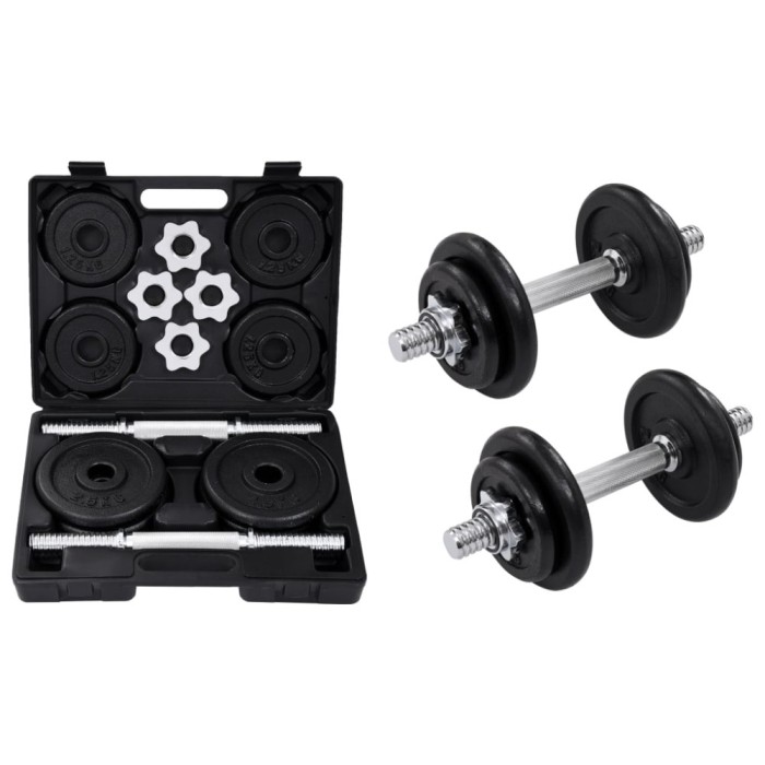 Set de gantere, 15 piese, 20 kg, fontă