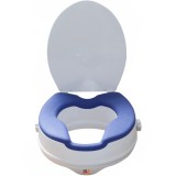 Inaltator WC cu capac Linomag&reg;, 10 cm inaltime, Colac din PU moale &amp; confortabil, Sistem de prindere reglabil pentru vasul de toaleta, Alb / Albastru