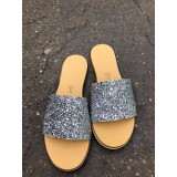 Papuci de dama din piele Elisa Glitter