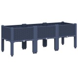 Cumpara ieftin Jardiniera de gradina cu picioare, albastru gri, 120x40x42 cm, PP
