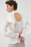 Cumpara ieftin Bruuns Bazaar bluza din bumbac femei, culoarea alb, neted