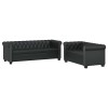 Canapea Chesterfield cu 2 si 3 locuri, piele artificiala, negru
