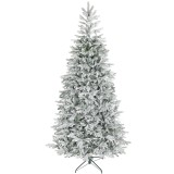 HOMCOM Brad de Crăciun &Icirc;nzăpezit, cu Bază Metalică Pliabilă, 210cm | Aosom Romania