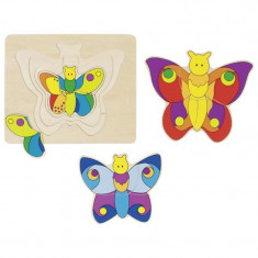 Puzzle stratificat Fluturele Goki, 11 piese, lemn, 2 ani+, Multicolor