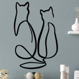 Decoratiune de perete Metal Couple Cat Love, Negru, 0.15x48x72 cm, Tanelorn