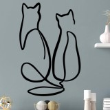 Decoratiune de perete Metal Couple Cat Love, Negru, 0.15x48x72 cm