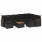 Set canapele de gradina cu perne, 10 piese, negru, poliratan