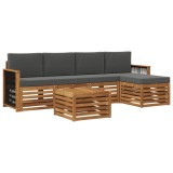 vidaXL Set de canapele de exterior cu pernă 6 pcs Natural și Antracit 3384263