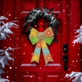 Decor fundiță LED, stralucitor, auriu, 11 LED-uri color, 40 x 30 cm