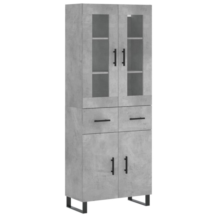 Dulap inalt, gri beton, 69,5x34x180, lemn compozit
