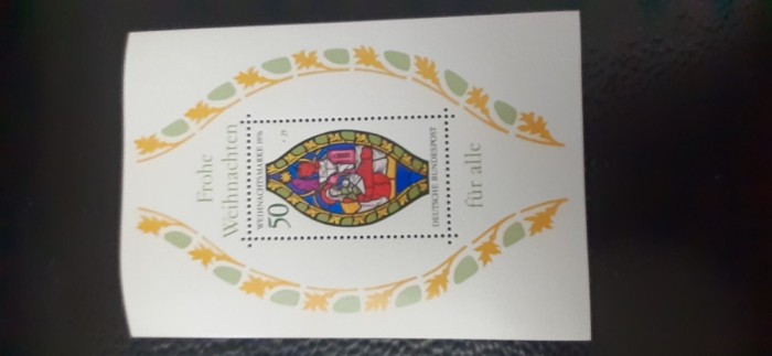 Germania-Craciun 1976,figuri religie,arta,vitralii- colita,nestampilata-MNH (W1)