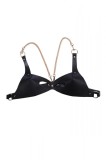 BRA126-1 Sutien fetish negru din bezi piele ecologica si lanturi