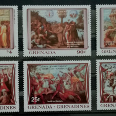 BC831, Grenada, 6 timbre aniversare Rafael, picturi