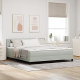 vidaXL Pat box spring cu saltea, gri deschis, super king, catifea